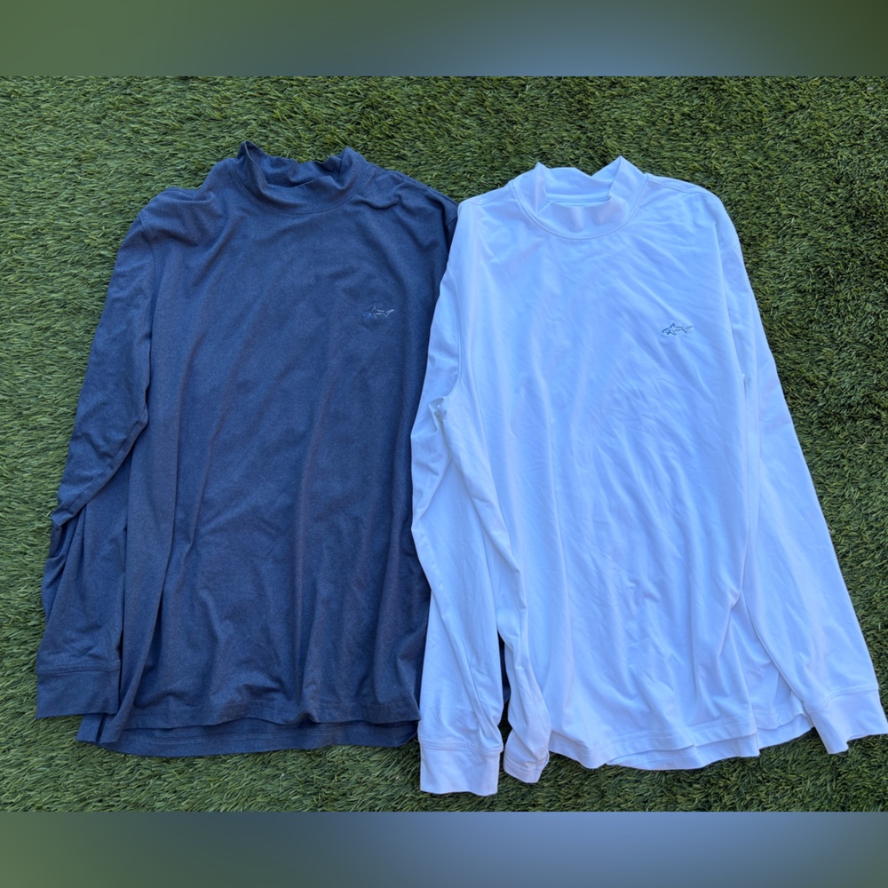 Greg Norman White and Dark Gray Long Sleeve Top